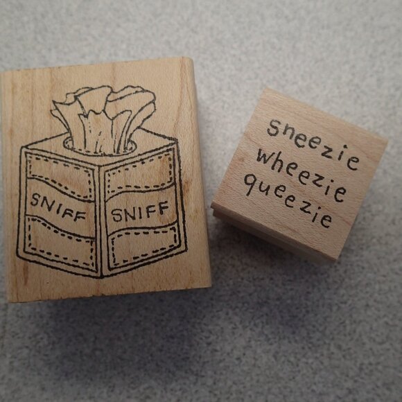 Stampers- Kleenix box and  Sneezie Wheezie Queezie - Picture 1 of 3